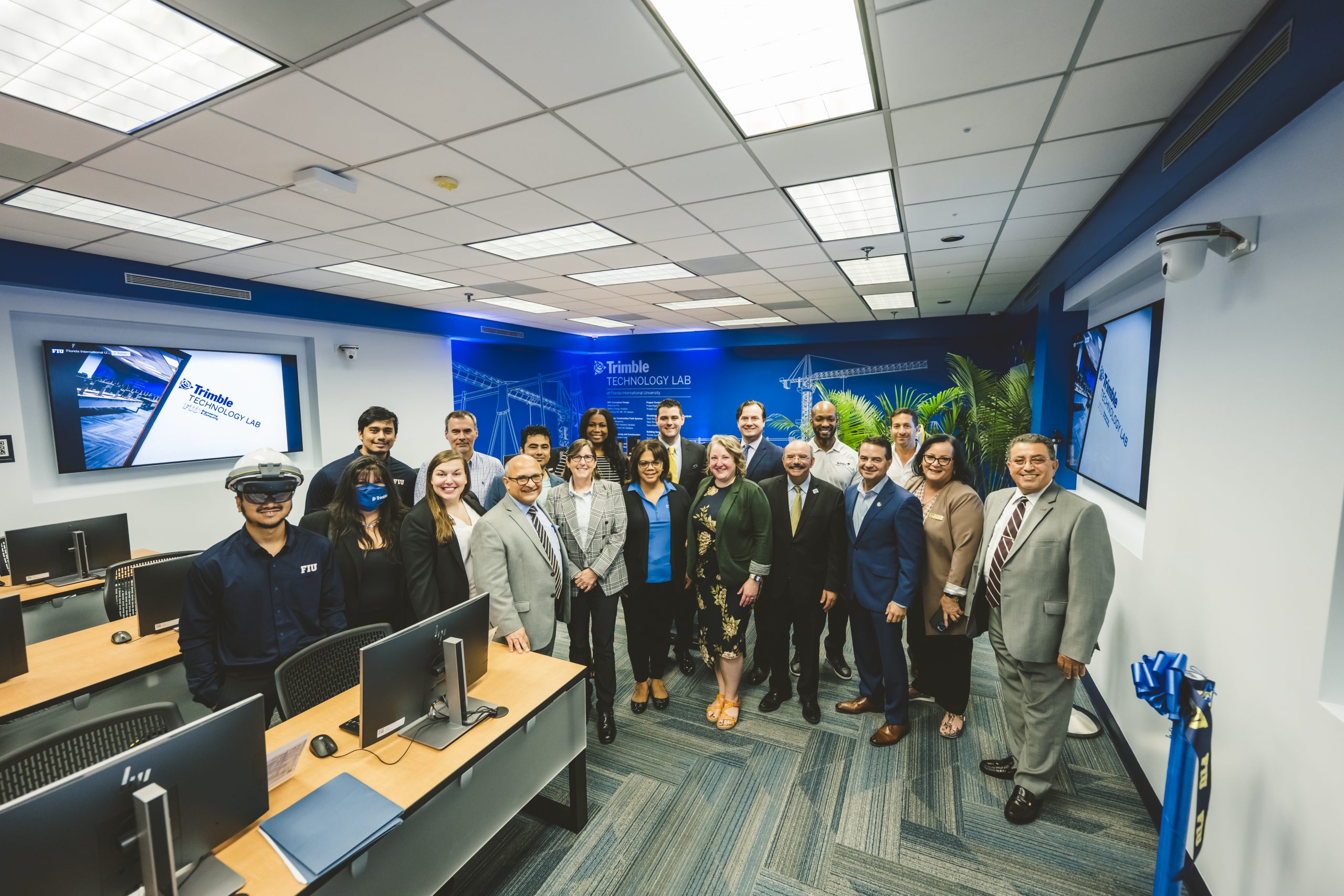 Group of people standing in Trimble lab at Florida International University